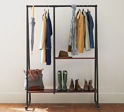 Hopper Metal 50&quot; Rolling Rack with Storage Shelf