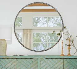Rodan Hammered Iron Framed Round Mirror - 51&quot;