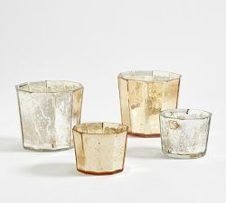 Faceted Mercury Glass Candle Holder