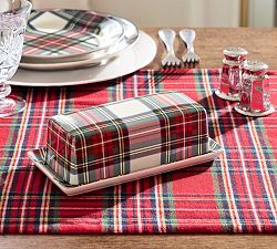 Stewart Plaid Stoneware Butter Dish