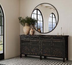 Rodan Hammered Iron Framed Round Mirror - 51&quot;