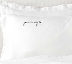 Goodnight, Sleep Tight Embroidered Belgian Flax Linen Pillowcases - Set of 2