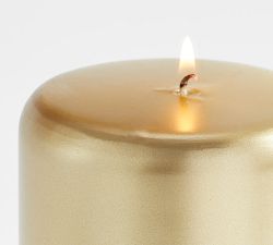 Modern Curved Gold Wax Pillar Candle