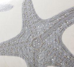 Double Starfish Embroidered Lumbar Pillow Cover