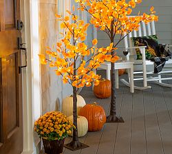 Lit Faux Fall Eucalyptus Tree