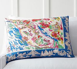 New York Scarf Print Pillow Cover