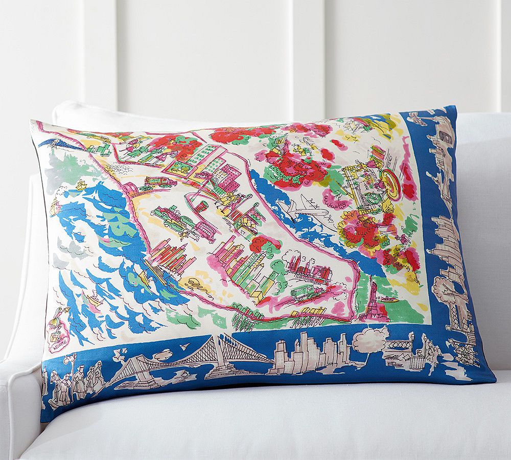 New York Scarf Print Pillow Cover