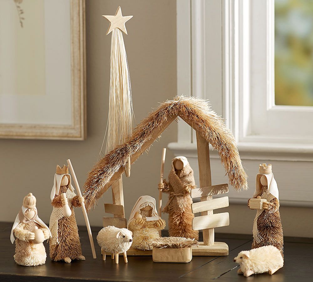Bottle Brush Nativity Set