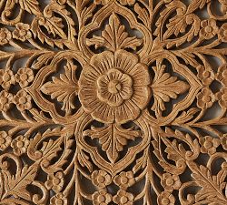 Ornate Carved Wood Panel Wall Art - Set of 4