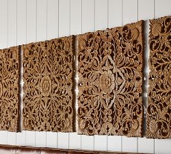Ornate Carved Wood Panel Wall Art - Set of 4