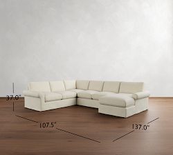 PB Comfort Modern Roll Arm Slipcovered L-Shaped Chaise Sectional (137&quot;)