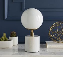 Open Box: Freele Marble Table Lamp, 13&quot; - White Marble with Brass Finish 