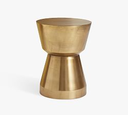Open Box: Shae 13.5" Round Metal Accent Table, Antique Brass