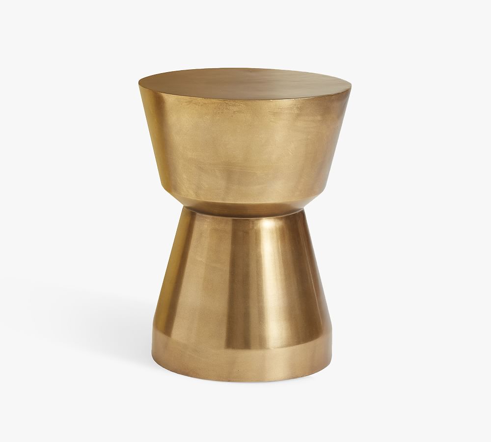 Open Box: Shae 13.5" Round Metal Accent Table, Antique Brass