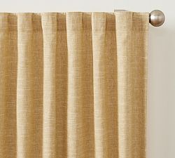 Open Box: Emery Linen Curtain, 100"W x 84"L - Golden Wheat