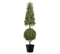 Faux Boxwood Double Ball Topiary Tree with LED Lights