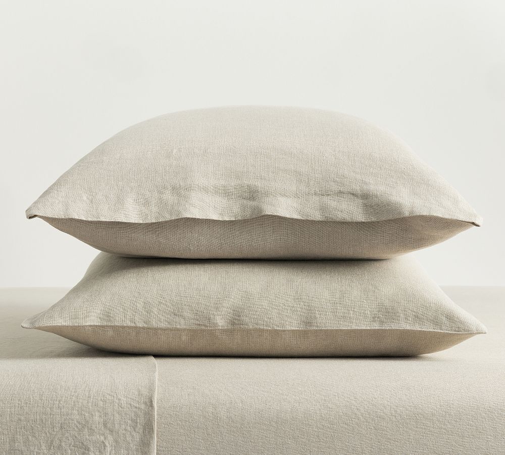 Belgian Flax Linen Classic Pillowcases - Set of 2, Color Flax, Size King