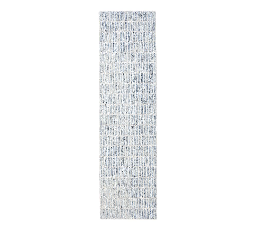 Open Box: Capitola Hand-Tufted Wool Rug, Mineral Blue, 2.5' x 9'