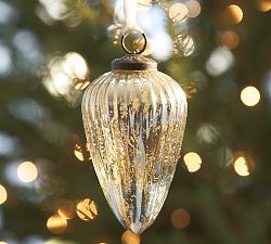 Silver Fluted Mercury Drop Ornament