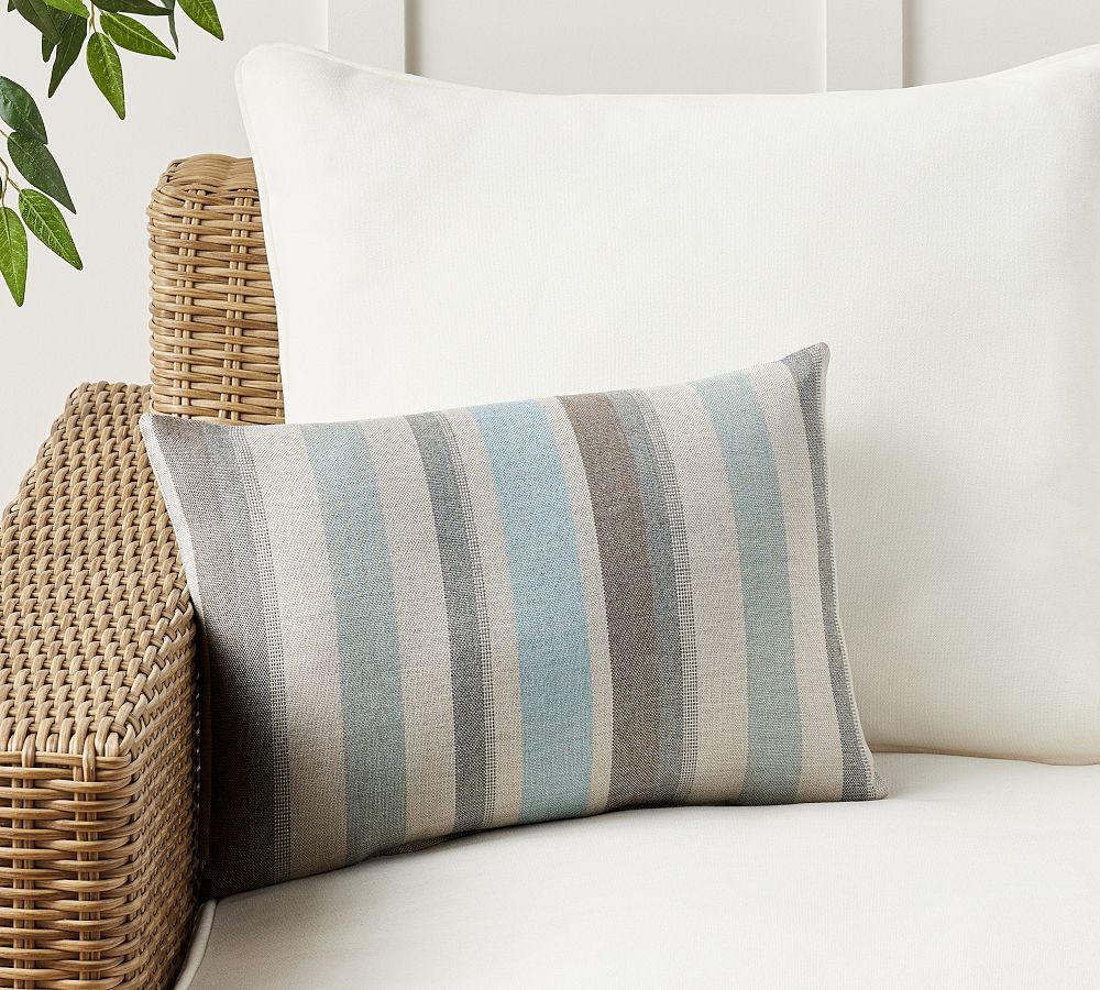 Open Box: Sunbrella® Dayren Striped Outdoor Lumbar Pillow, 14" x 20" - Spa Multi