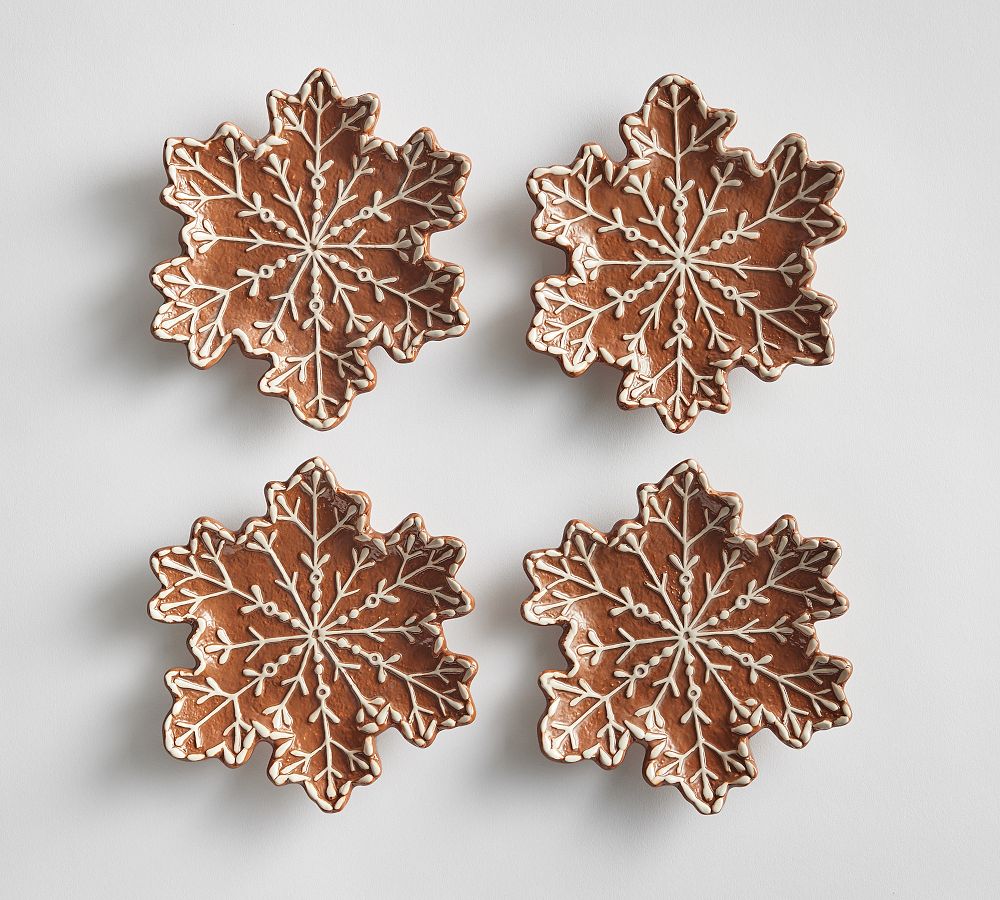 Gingerbread Snowflake Stoneware Appetizer Plates - Set of 4 - Set of 4