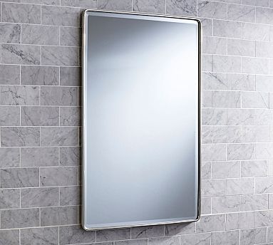 Vintage Recessed Medicine Cabinet, Polished Nickel, 21x34&quot;
