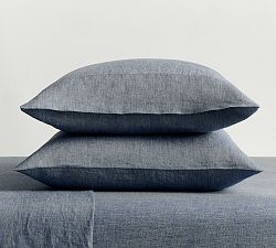 Open Box: Classic Belgian Flax Linen Pillowcases, King - Set of 2 - Steel Blue