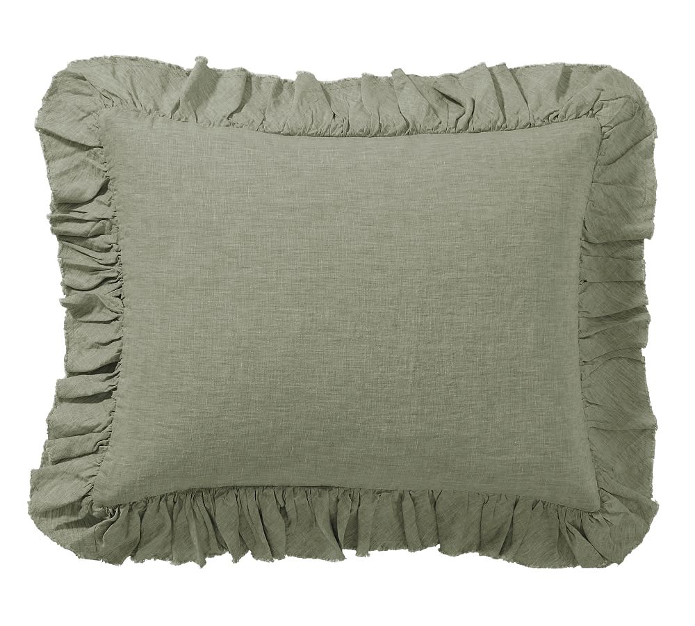 Belgian Flax Linen Fringe Ruffle Sham