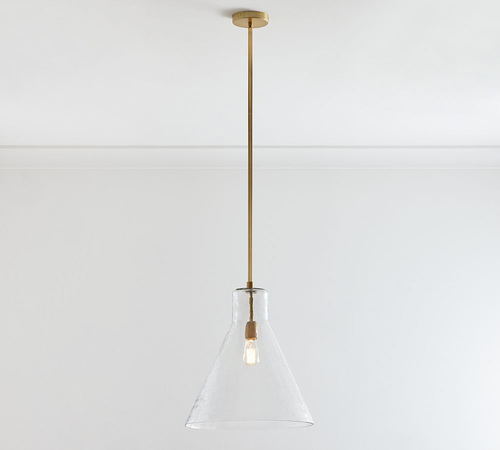 Open Box: Bridget Recycled Glass Flared Pendant, 18" Diam Large - Tumbled Brass