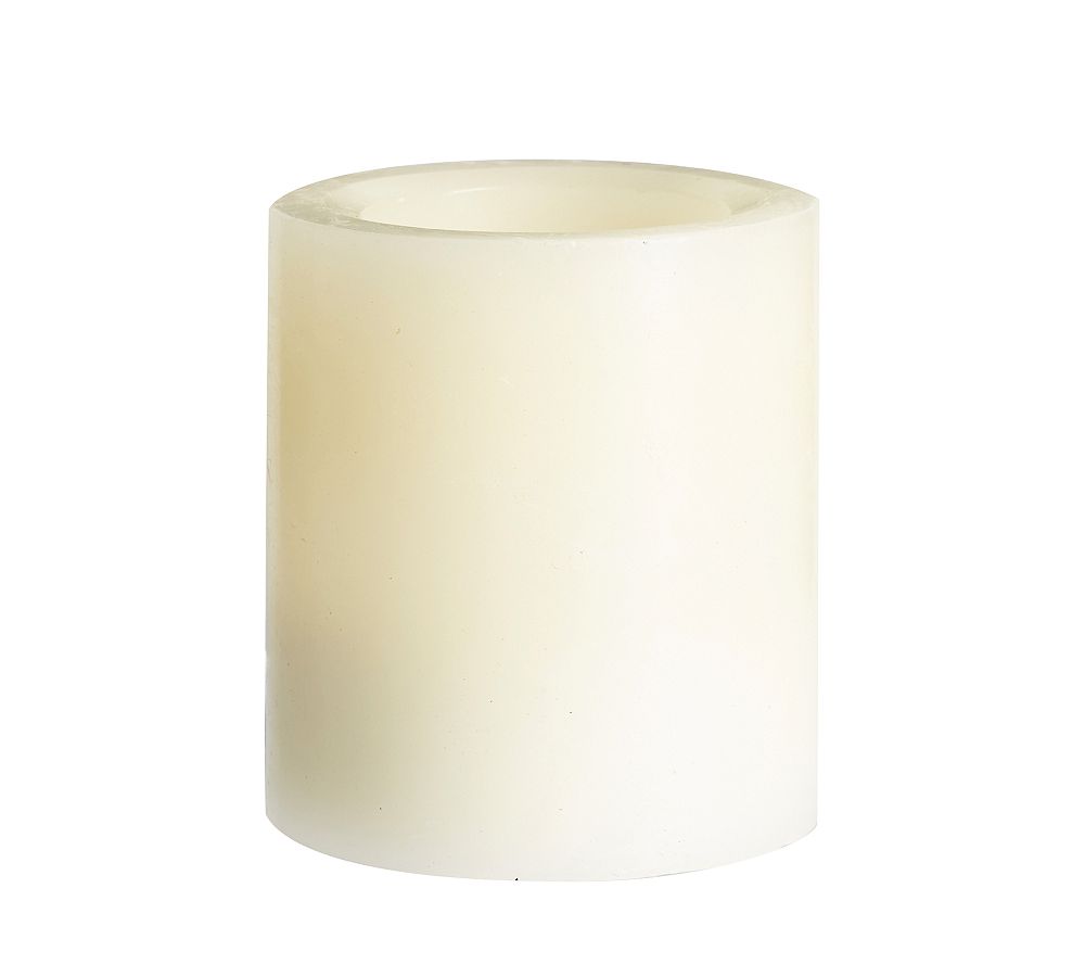 Standard Flameless Wax Pillar Candle - Ivory - 4"x4.5" - Ivory