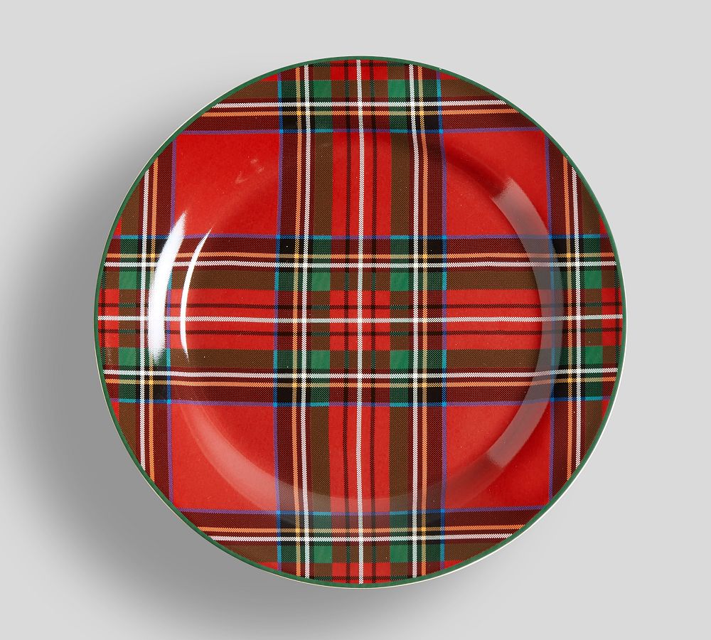 Stewart Plaid Stoneware Salad Plates - Set of 4 - Set of 4 - Red