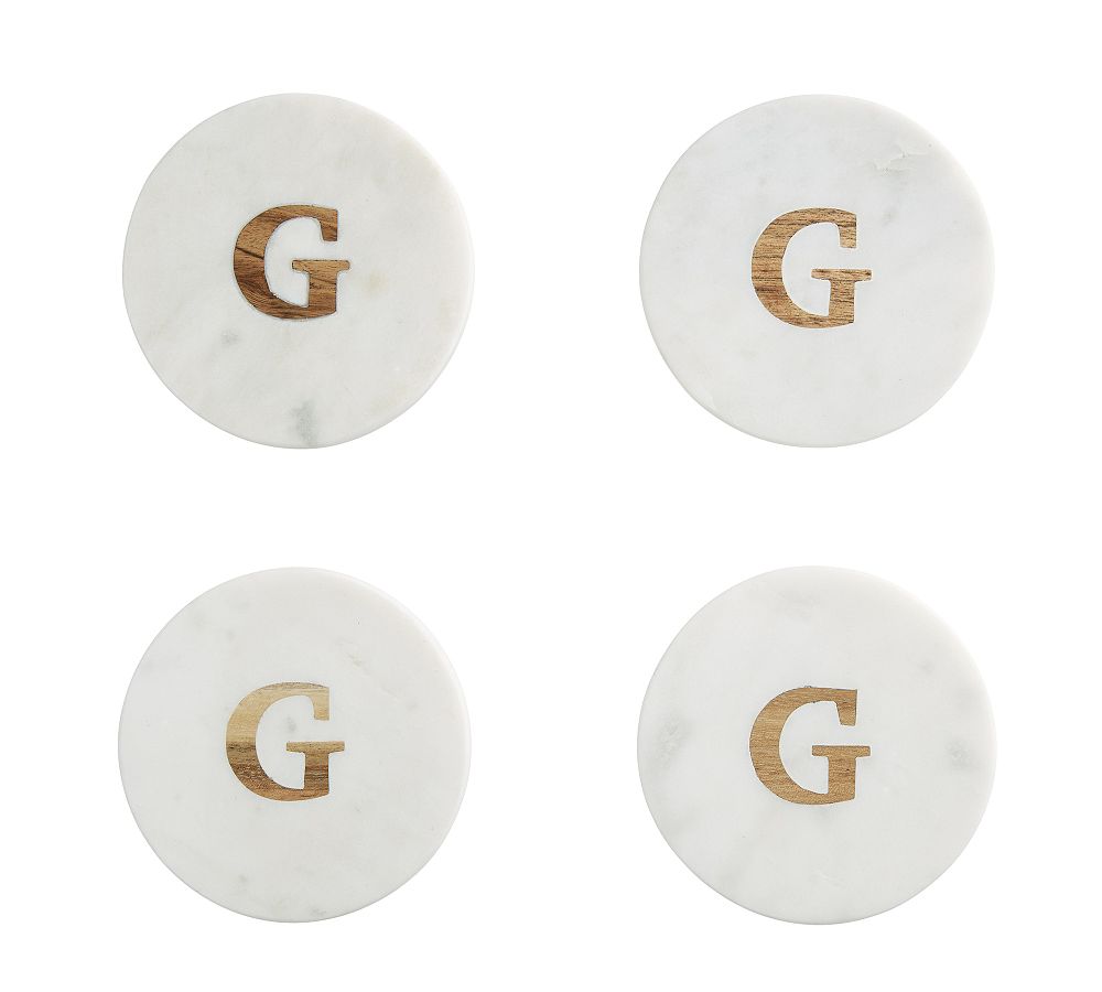 Alphabet Marble/Wood Coasters - Set of 4 - Set of 4 - G