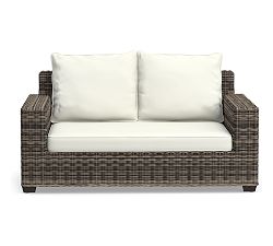 Torrey Cushion Cover Square Arm Outdoor Loveseat, High Performance Canvas; White