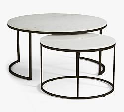 Open Box: Delaney Round Marble Nesting Coffee Table, Large, 38" dia x 18.5" h - Bronze