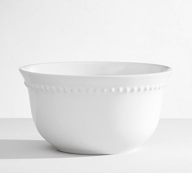 Emma Beaded Stoneware Cereal Bowls, Set of 4 - True White