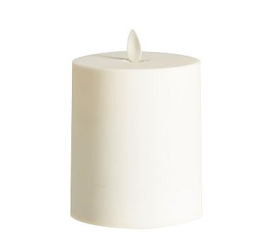 Premium Flickering Flameless Outdoor Wax Pillar Candle, 4&quot;x4.5&quot; - Ivory
