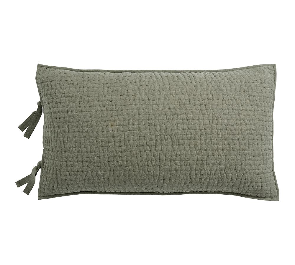 Pick-Stitch Handcrafted Cotton Linen Quilted Sham - Loden, King