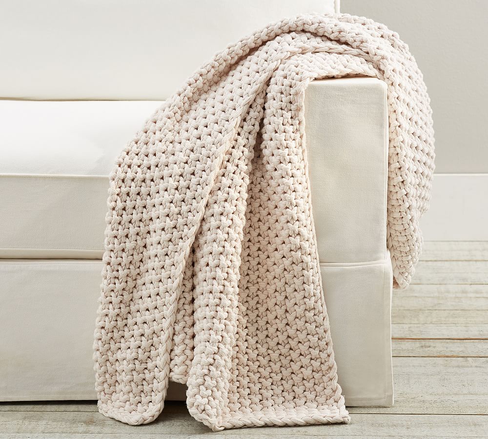 Bayside Seed Stitch Throw - Ivory, 44" x 56"