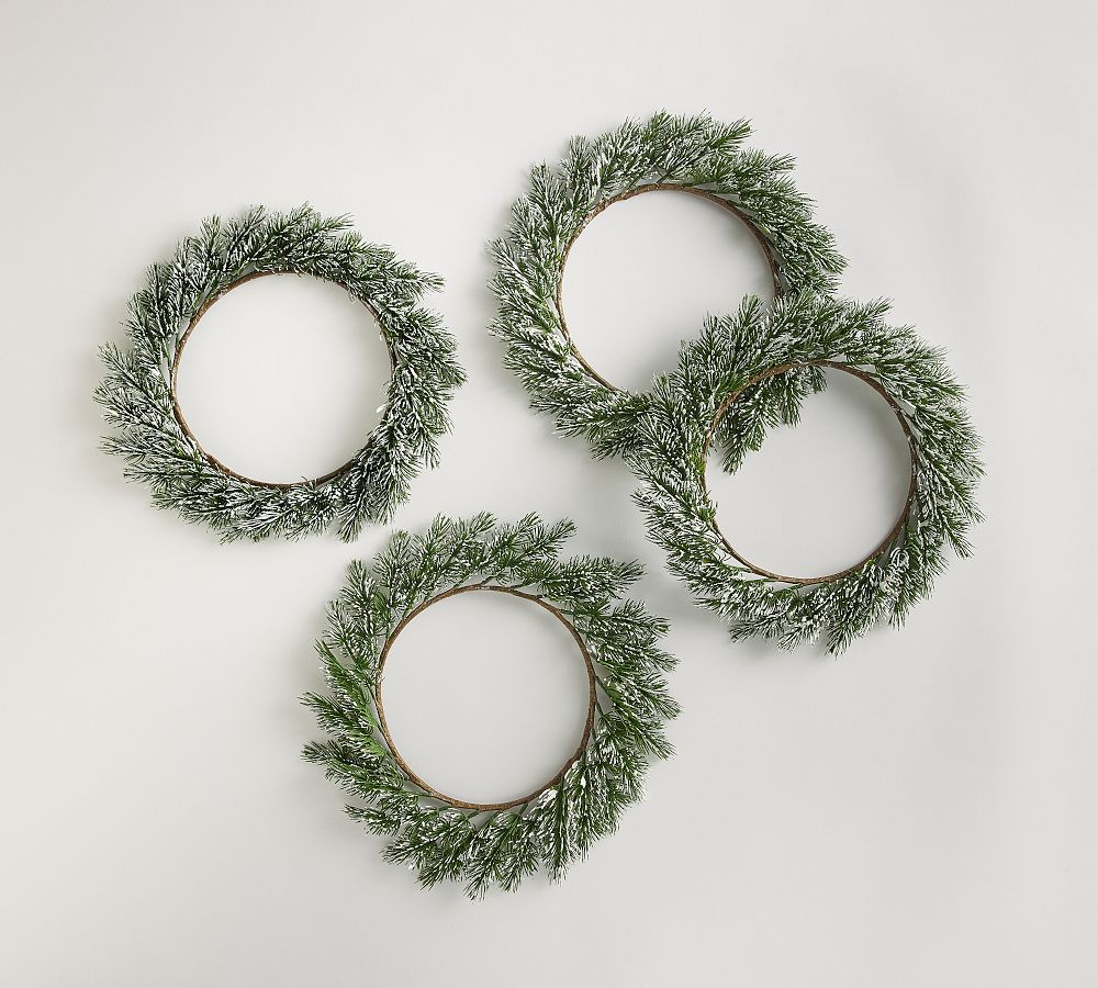 Frosted Pine Wreath Charger Plates - Set of 4
