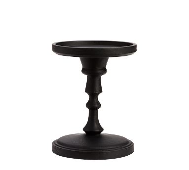 Booker Pillar Candle Holder, Short, 6&quot;H - Bronze