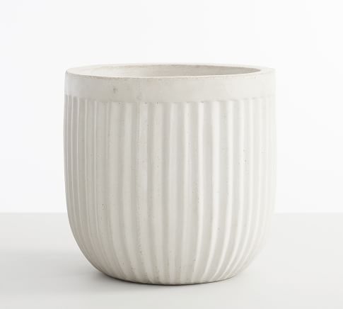 Concrete Fluted Planter, Chalk, 11.81