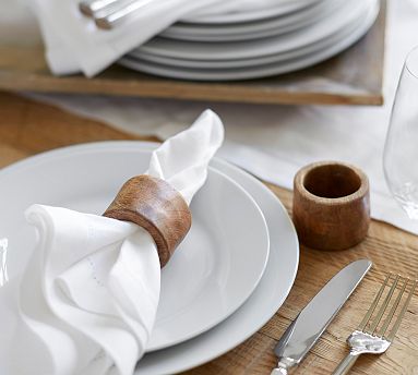 Vintage Wood Napkin Ring, Set of 4