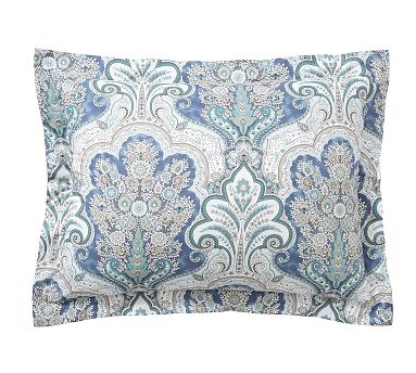 Jordana Paisley Percale Sham, Blue, Standard