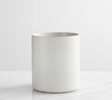 Mason Glazed Stoneware Trash Can, Ivory