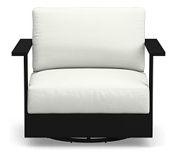 Malibu Metal Cushions, Swivel Occasional Chair, Premium Performance Slub Weave; Natural (White)