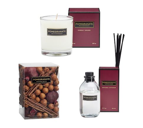 Signature Home Scent Gift Bundle - Pomegranate (Regular Candle Pot, Potpourri, Mini Diffuser)