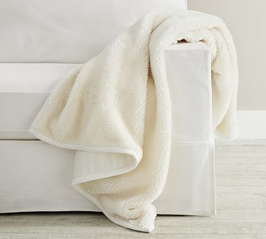 Faux Fur Shearling Throw, Ivory, 50&quot; x 60&quot;