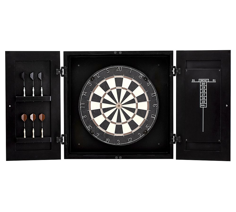 Dartboard Wood Cabinet Game Set - Black - Black Berry finish