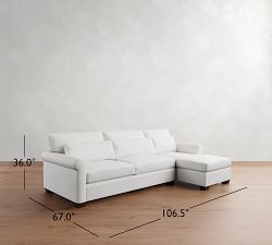 York Roll Arm Deep Seat Chaise Sectional (86"&ndash;117")