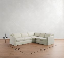 York Square Arm Slipcovered 3-Piece L-Shaped Wedge Sleeper Sectional (117&quot;)